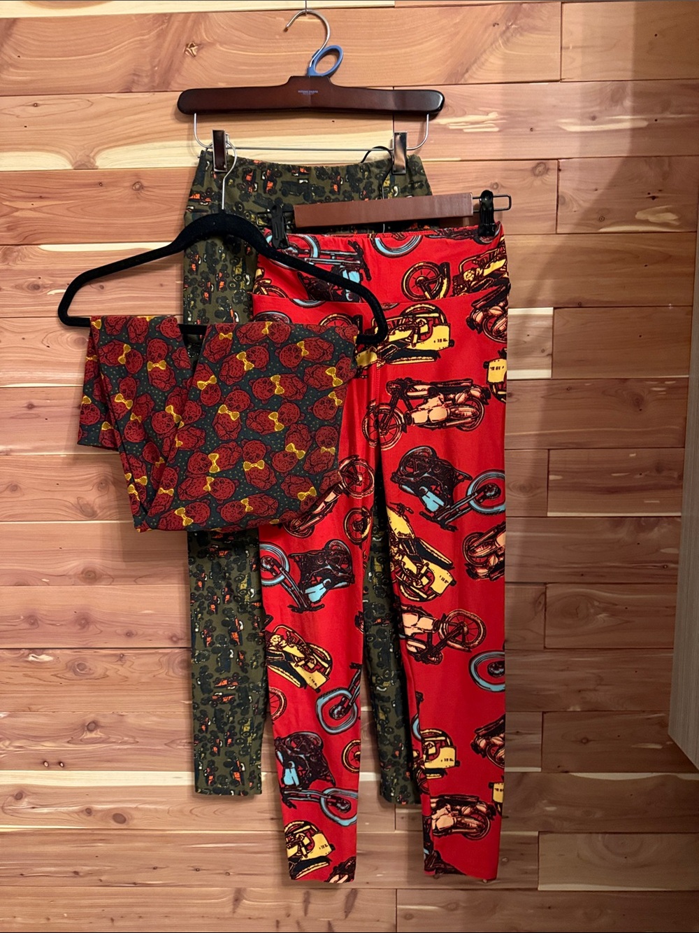 LuLaRoe Red Motorcycle Print Leggings